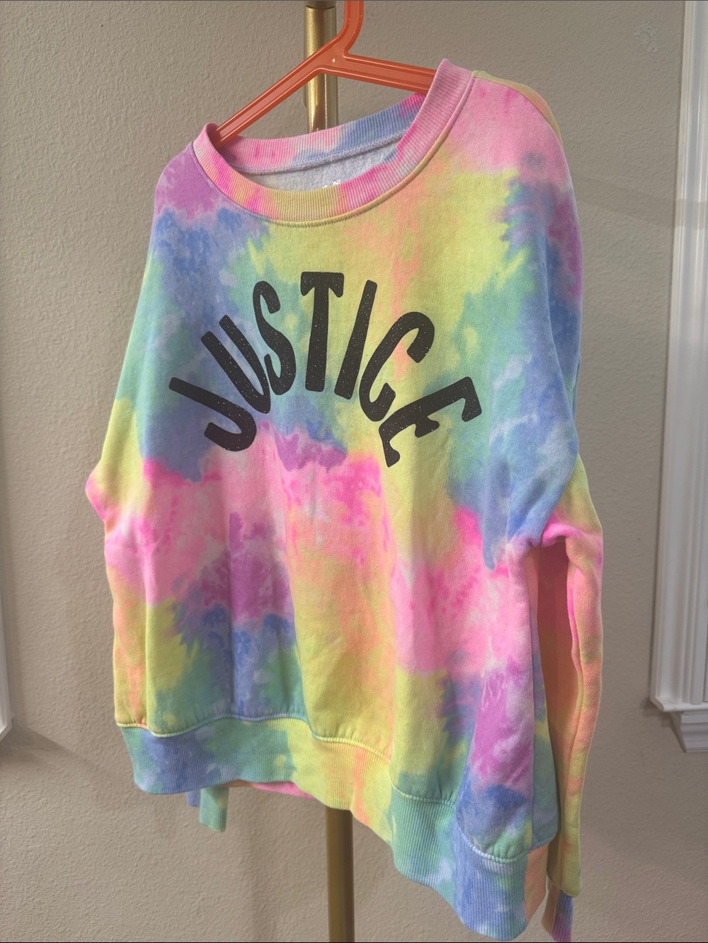 Justice Pastel Tie-Dye Sweatshirt with Black Logo